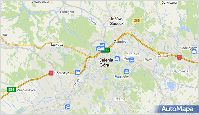 mapa Jelenia Góra, Jelenia Góra na mapie Targeo
