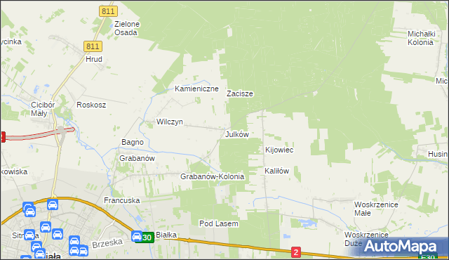 mapa Julków gmina Biała Podlaska, Julków gmina Biała Podlaska na mapie Targeo