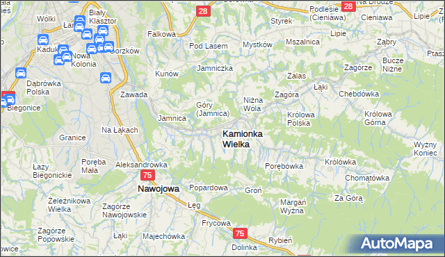 mapa Kamionka Wielka, Kamionka Wielka na mapie Targeo