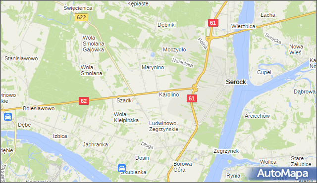 mapa Karolino gmina Serock, Karolino gmina Serock na mapie Targeo