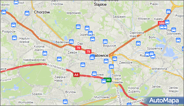 mapa Katowic, Katowice na mapie Targeo