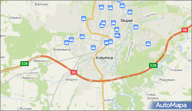 mapa Kobylnica powiat słupski, Kobylnica powiat słupski na mapie Targeo