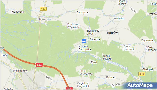 mapa Kolonia Biskupska, Kolonia Biskupska na mapie Targeo