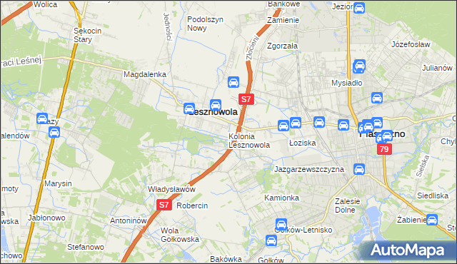 mapa Kolonia Lesznowola, Kolonia Lesznowola na mapie Targeo