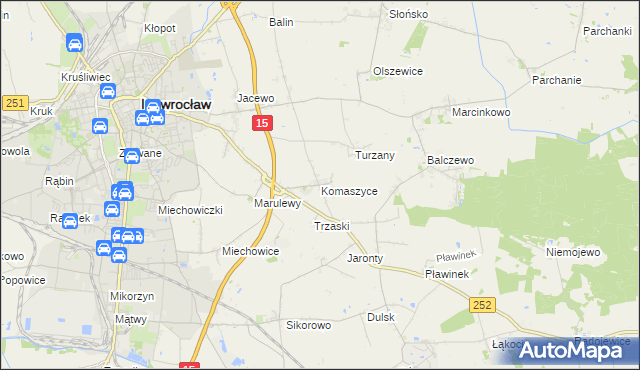 mapa Komaszyce gmina Inowrocław, Komaszyce gmina Inowrocław na mapie Targeo