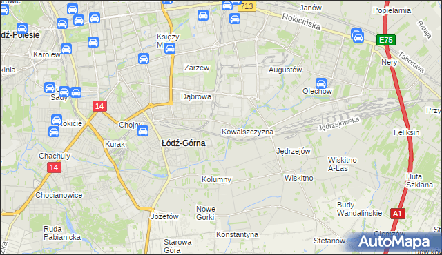 mapa Kowalszczyzna gmina Łódź, Kowalszczyzna gmina Łódź na mapie Targeo
