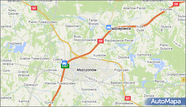 mapa Kuranów, Kuranów na mapie Targeo