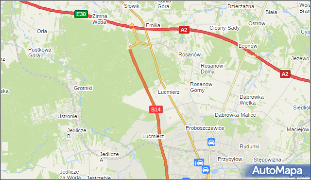 mapa Lućmierz-Ośrodek, Lućmierz-Ośrodek na mapie Targeo