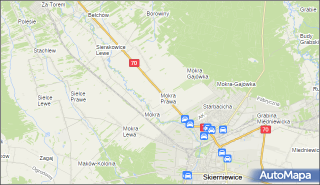 mapa Mokra Prawa, Mokra Prawa na mapie Targeo