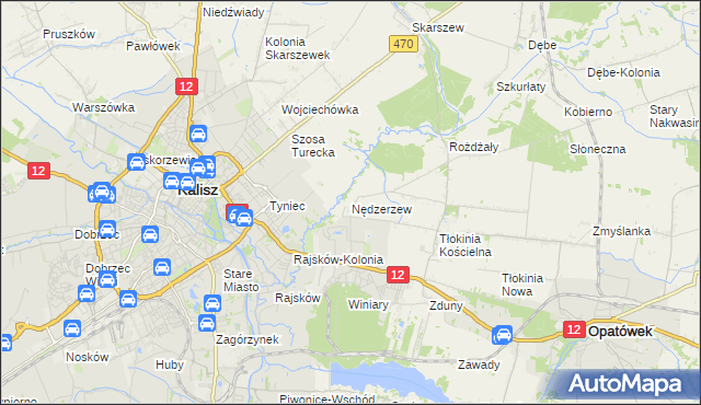 mapa Nędzerzew gmina Opatówek, Nędzerzew gmina Opatówek na mapie Targeo