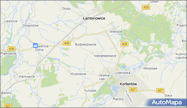 mapa Niesiebędowice, Niesiebędowice na mapie Targeo