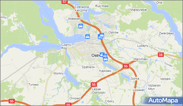 mapa Ostróda, Ostróda na mapie Targeo