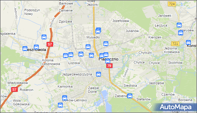 mapa Piaseczno, Piaseczno na mapie Targeo
