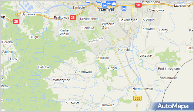 mapa Pikulice, Pikulice na mapie Targeo