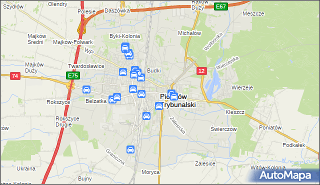 mapa Piotrków Trybunalski, Piotrków Trybunalski na mapie Targeo