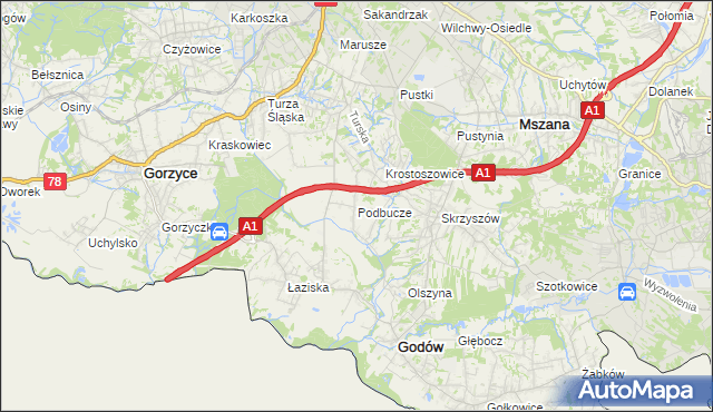 mapa Podbucze gmina Godów, Podbucze gmina Godów na mapie Targeo