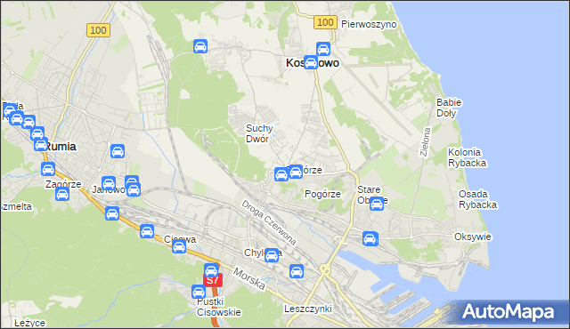 mapa Pogórze gmina Kosakowo, Pogórze gmina Kosakowo na mapie Targeo
