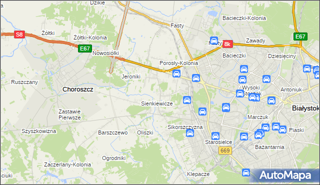 mapa Porosły, Porosły na mapie Targeo
