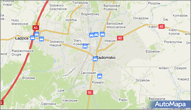 mapa Radomsko, Radomsko na mapie Targeo
