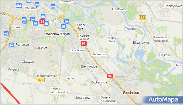 mapa Radwanice gmina Siechnice, Radwanice gmina Siechnice na mapie Targeo