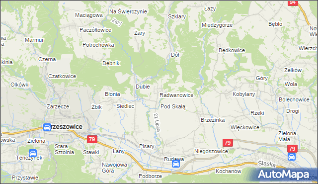 mapa Radwanowice, Radwanowice na mapie Targeo