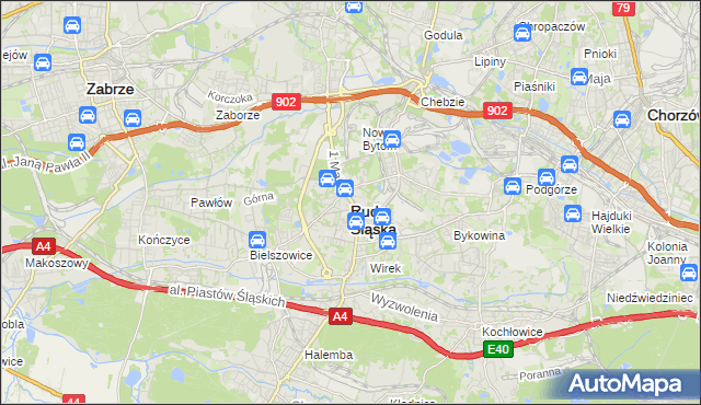 mapa Rudy Śląskiej, Ruda Śląska na mapie Targeo