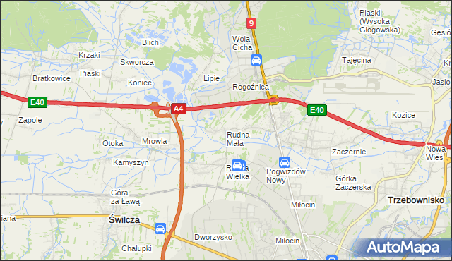 mapa Rudna Mała gmina Głogów Małopolski, Rudna Mała gmina Głogów Małopolski na mapie Targeo