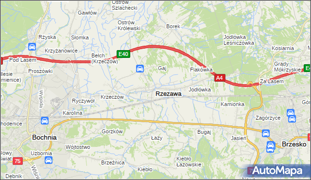 mapa Rzezawa, Rzezawa na mapie Targeo