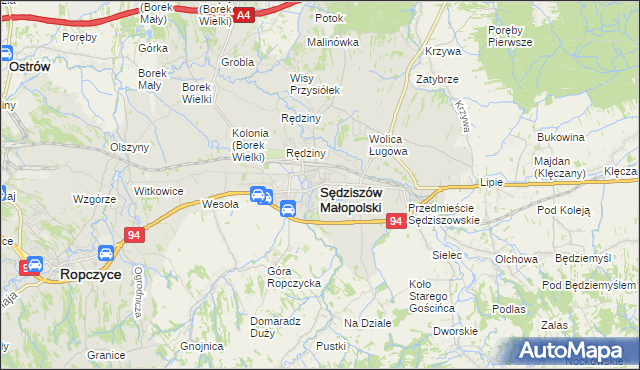 mapa Sędziszów Małopolski, Sędziszów Małopolski na mapie Targeo