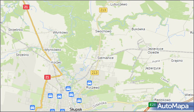 mapa Siemianice gmina Słupsk, Siemianice gmina Słupsk na mapie Targeo
