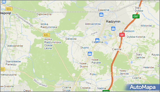 mapa Słupno gmina Radzymin, Słupno gmina Radzymin na mapie Targeo