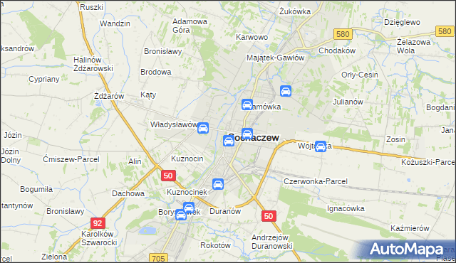 mapa Sochaczew, Sochaczew na mapie Targeo