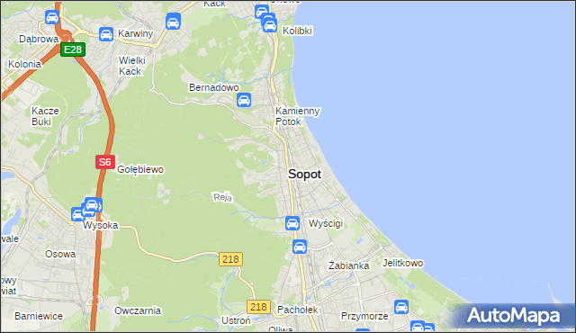 mapa Sopotu, Sopot na mapie Targeo
