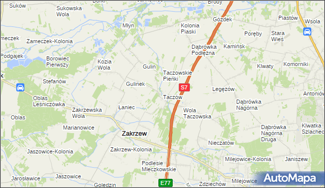 mapa Taczów, Taczów na mapie Targeo