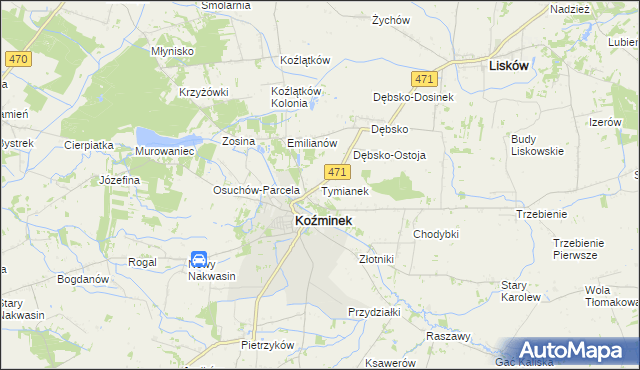 mapa Tymianek, Tymianek na mapie Targeo