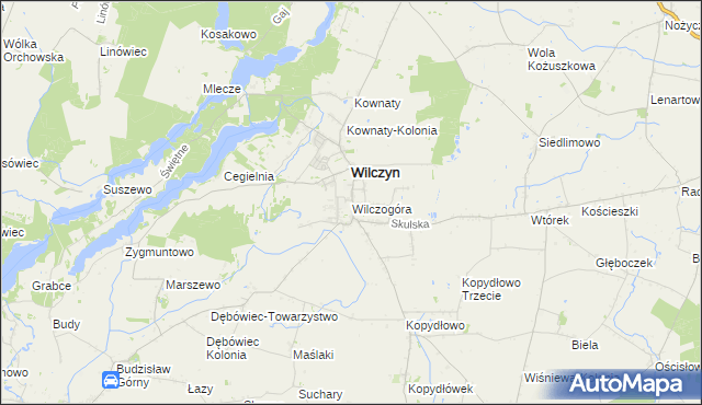 mapa Wilczogóra gmina Wilczyn, Wilczogóra gmina Wilczyn na mapie Targeo