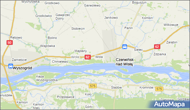 mapa Wola gmina Czerwińsk nad Wisłą, Wola gmina Czerwińsk nad Wisłą na mapie Targeo