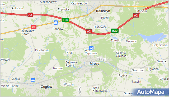 mapa Wola Paprotnia, Wola Paprotnia na mapie Targeo