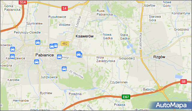 mapa Wola Zaradzyńska, Wola Zaradzyńska na mapie Targeo