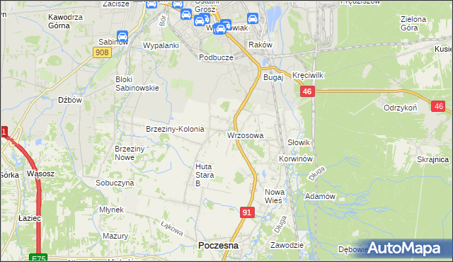 mapa Wrzosowa, Wrzosowa na mapie Targeo