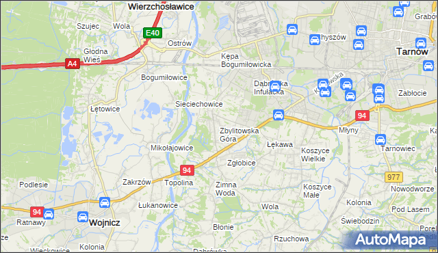 mapa Zbylitowska Góra, Zbylitowska Góra na mapie Targeo