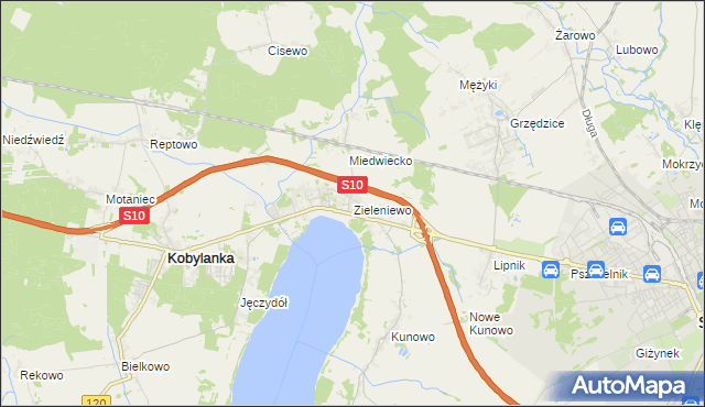 mapa Zieleniewo gmina Kobylanka, Zieleniewo gmina Kobylanka na mapie Targeo