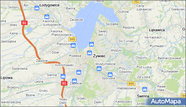 mapa Żywiec, Żywiec na mapie Targeo
