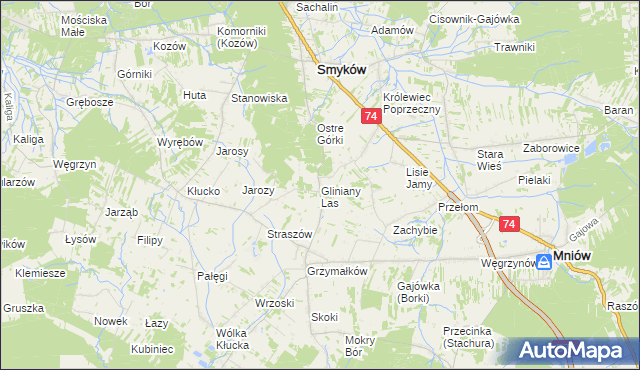 mapa Gliniany Las, Gliniany Las na mapie Targeo