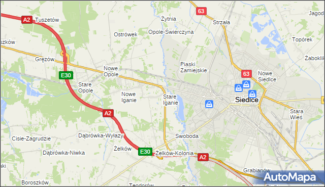 mapa Stare Iganie, Stare Iganie na mapie Targeo