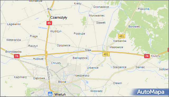 mapa Staw gmina Czarnożyły, Staw gmina Czarnożyły na mapie Targeo
