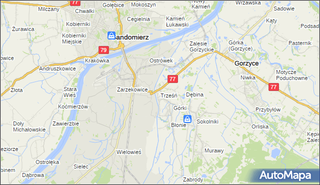 mapa Trześń gmina Gorzyce, Trześń gmina Gorzyce na mapie Targeo