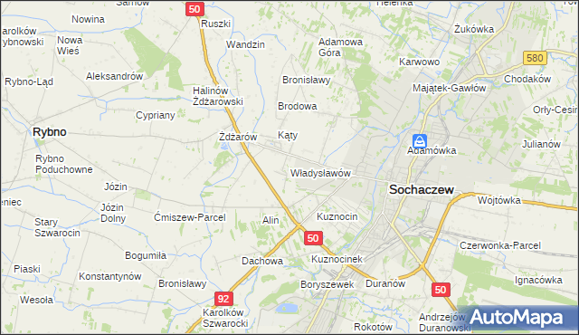 mapa Władysławów gmina Sochaczew, Władysławów gmina Sochaczew na mapie Targeo