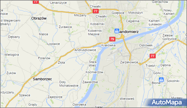 mapa Zawisełcze, Zawisełcze na mapie Targeo