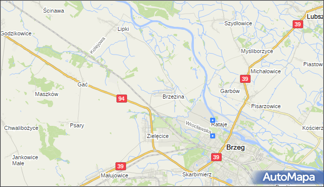 mapa Brzezina gmina Skarbimierz, Brzezina gmina Skarbimierz na mapie Targeo